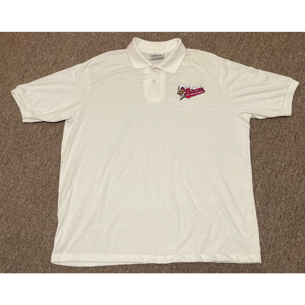 Vintage 80s XXL 2XL Buffalo Bisons MILB Minor League Baseball Polo T-Shirt USA
